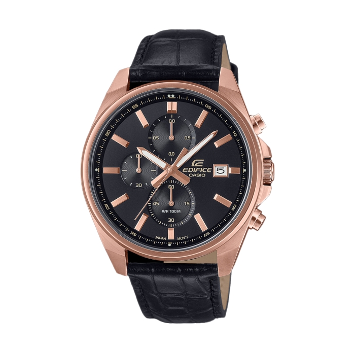 Edifice Genuine Leather Standard Chronograph Men Watch EFV-610ECL-1AUDF