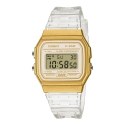 CASIO Vintage Clear and Gold Digital Watch F-91WS-7A2DF