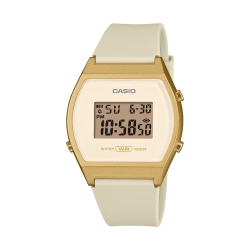 CASIO Digital Leather Gold and White Watch LW-204-9ADF